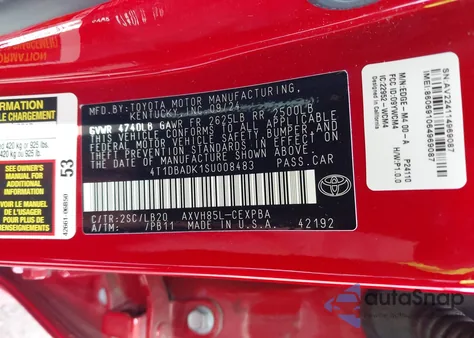 2025 Toyota Camry Xse z USA, uszkodzony, nr VIN 4T1DBADK1SU008483